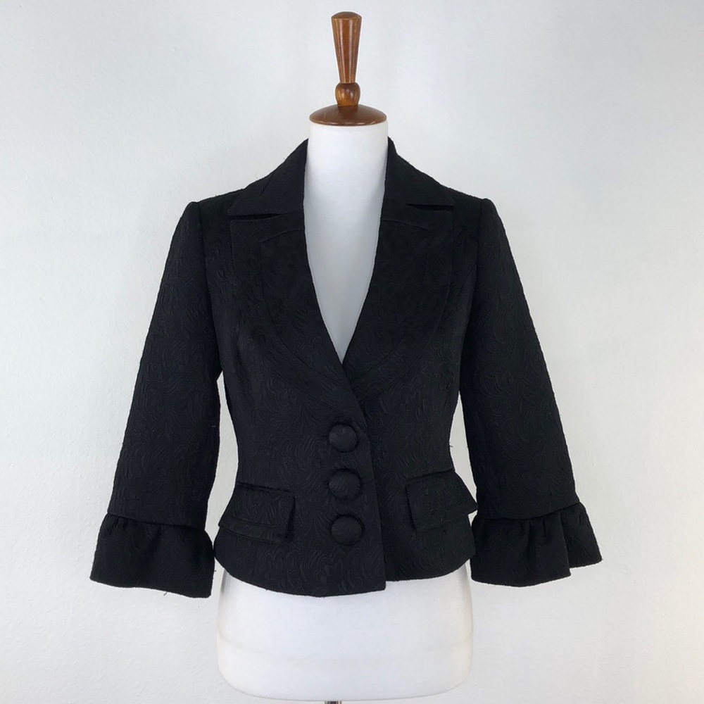 White House Black Market Black Textured Blazer - Picture 1 of 7